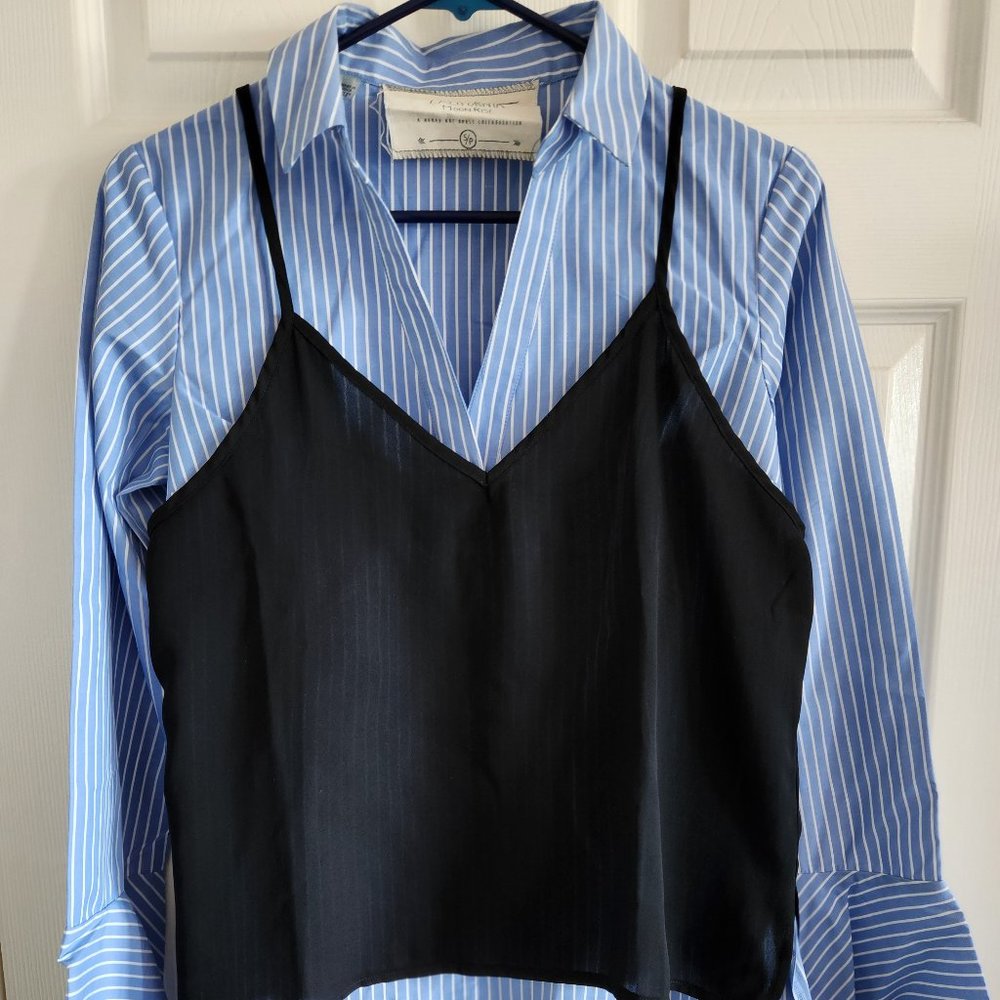 Top, Shirt with Camisole, Longsleeve, Small
